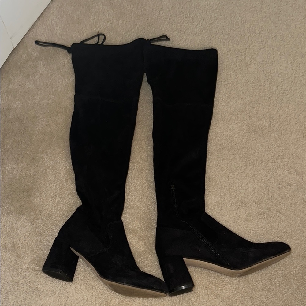 Steve Madden Black Over the Knee Boots with Block Heel